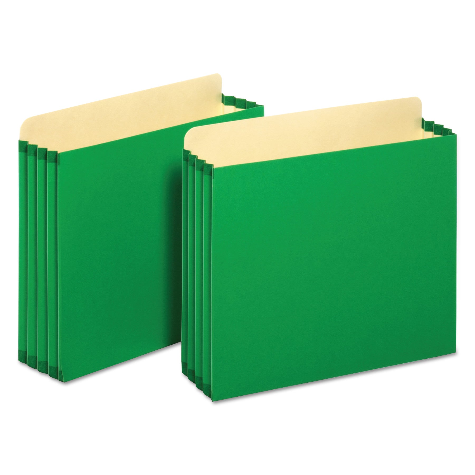 File Cabinet Pockets, 3.5" Expansion, Letter Size, Green, 10/Box - 