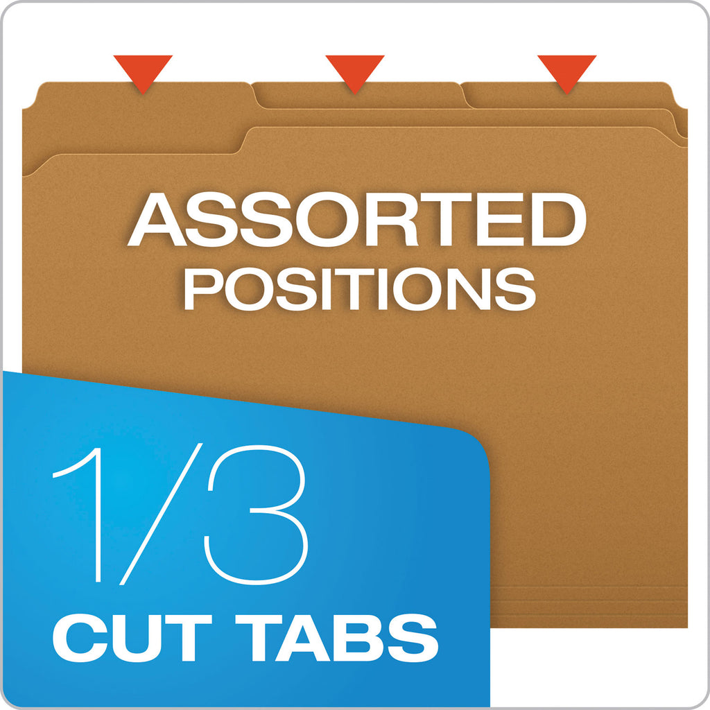 Kraft Fastener Folders, 1/3-Cut Tabs, 1 Fastener, Letter Size, Kraft Exterior, 50/Box