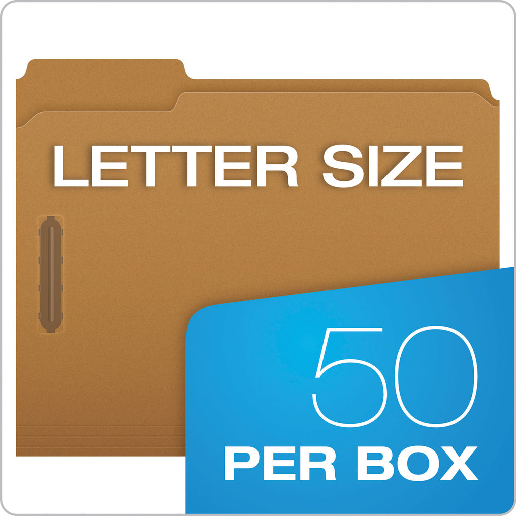Kraft Fastener Folders, 1/3-Cut Tabs, 2 Fasteners, Letter Size, Kraft Exterior, 50/Box