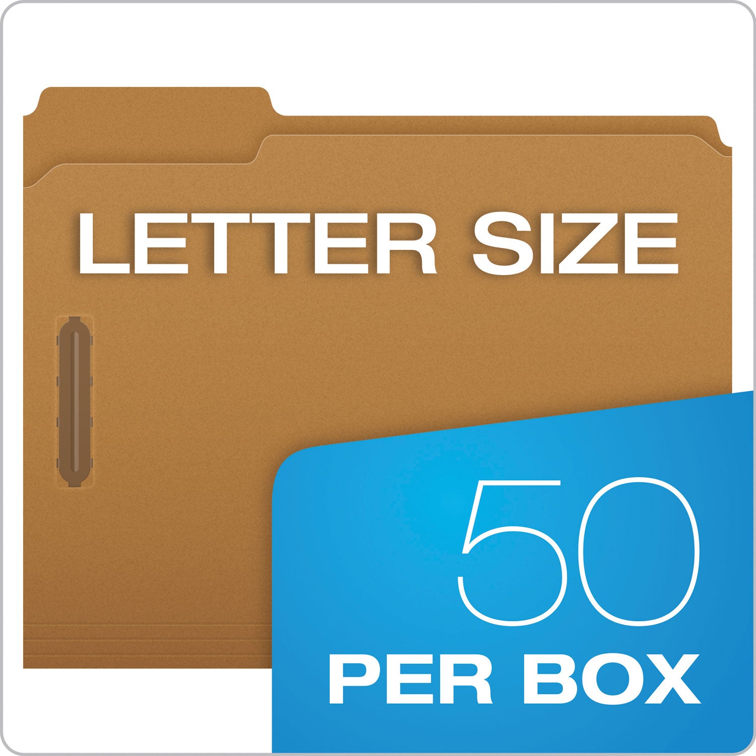 Kraft Fastener Folders, 1/3-Cut Tabs, 2 Fasteners, Letter Size, Kraft Exterior, 50/Box