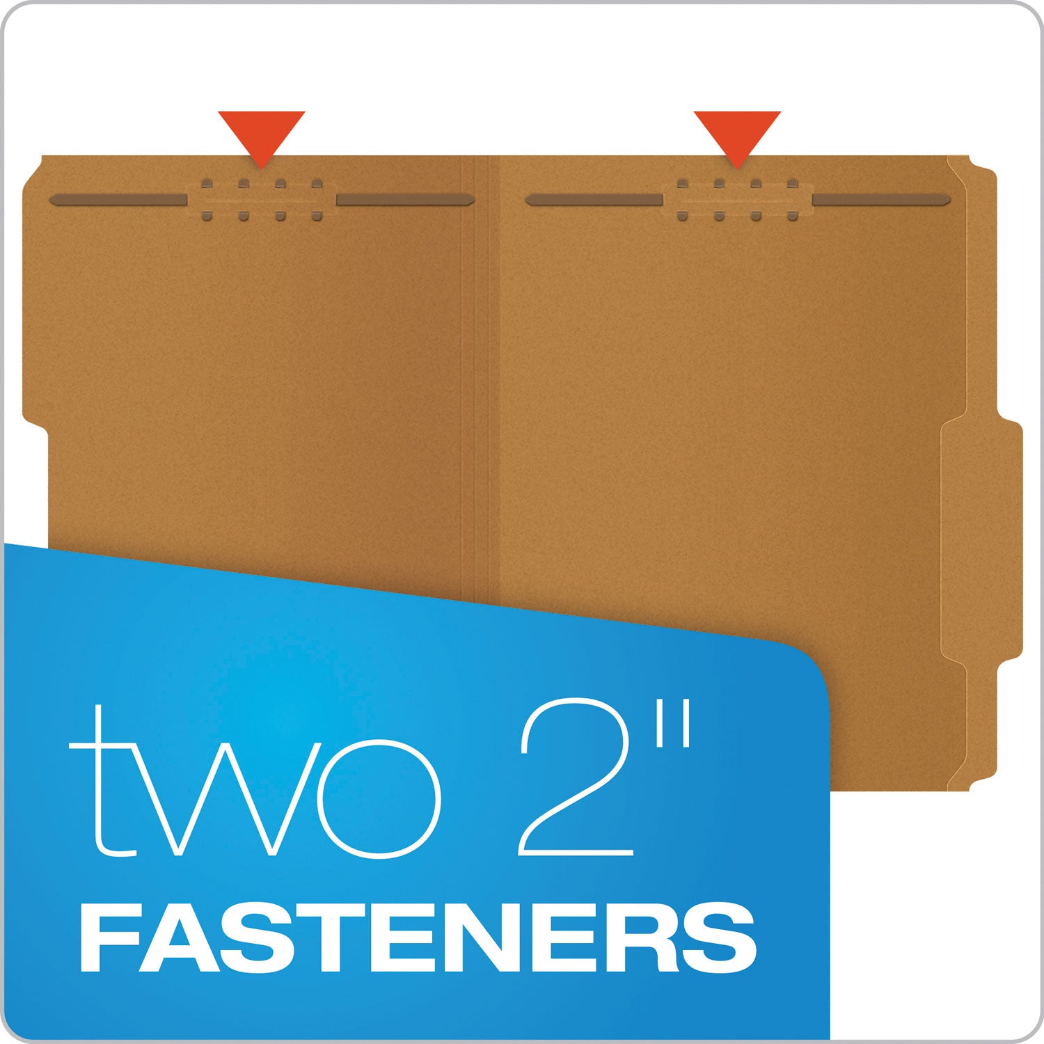 Kraft Fastener Folders, 2/5-Cut Tabs, 2 Fasteners, Letter Size, Kraft Exterior, 50/Box - 