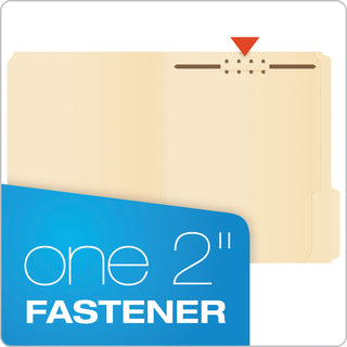 Manila Fastener Folders, Straight Tabs, 1 Fastener, Letter Size, Manila Exterior, 50/Box - 