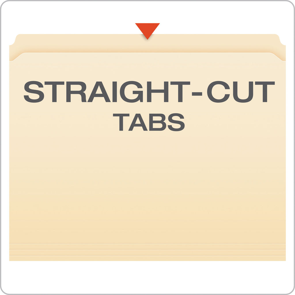 Manila Fastener Folders, Straight Tabs, 1 Fastener, Letter Size, Manila Exterior, 50/Box - 