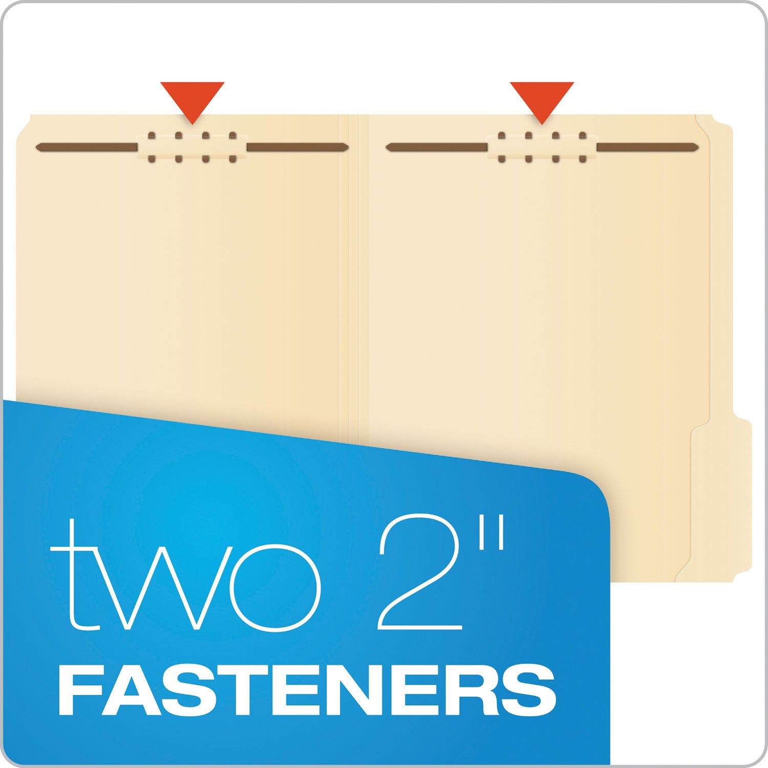 Manila Fastener Folders, 1/3-Cut Tabs, 2 Fasteners, Letter Size, Manila Exterior, 50/Box - 