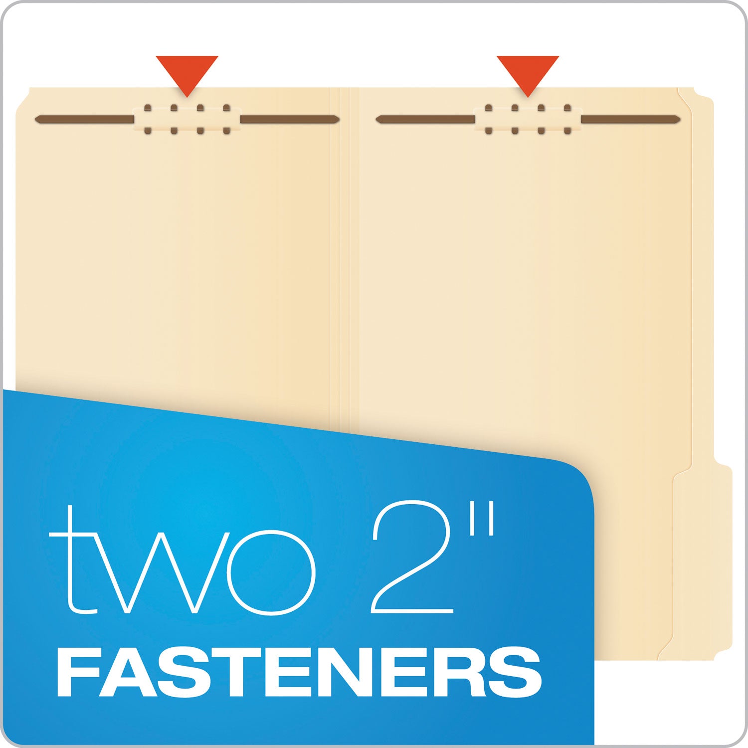 Manila Fastener Folders, 1/3-Cut Tabs, 2 Fasteners, Legal Size, Manila Exterior, 50/Box - 