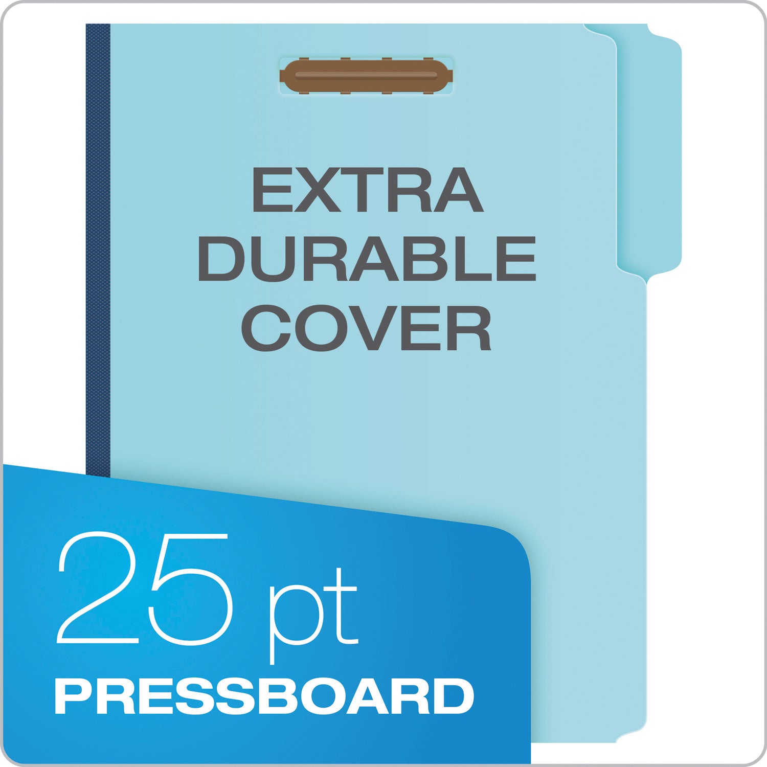 Heavy-Duty Pressboard Folders with Embossed Fasteners, 1/3-Cut Tabs, 1" Expansion, 2 Fasteners, Letter Size, Blue, 25/Box - 