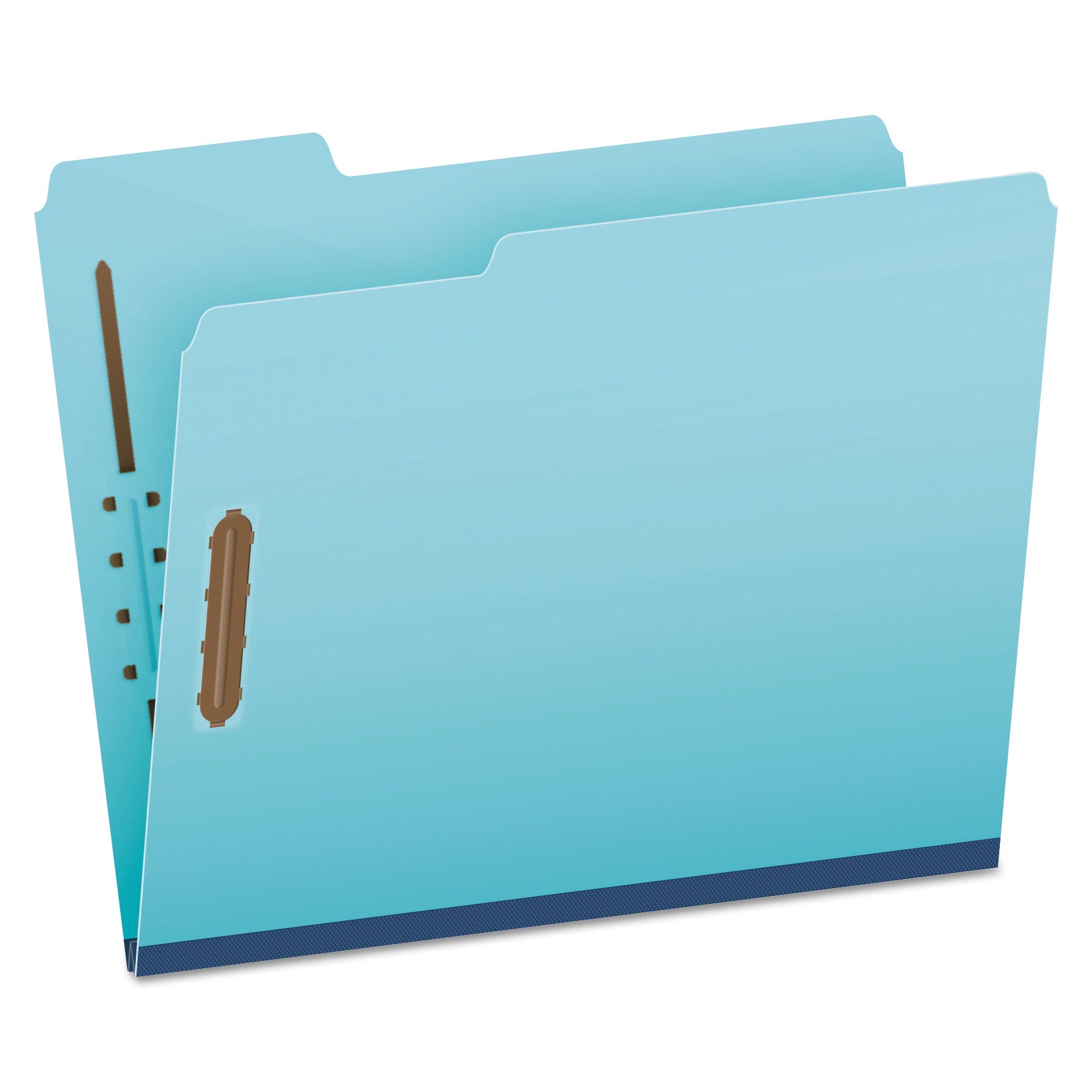 Heavy-Duty Pressboard Folders with Embossed Fasteners, 1/3-Cut Tabs, 1" Expansion, 2 Fasteners, Letter Size, Blue, 25/Box - 