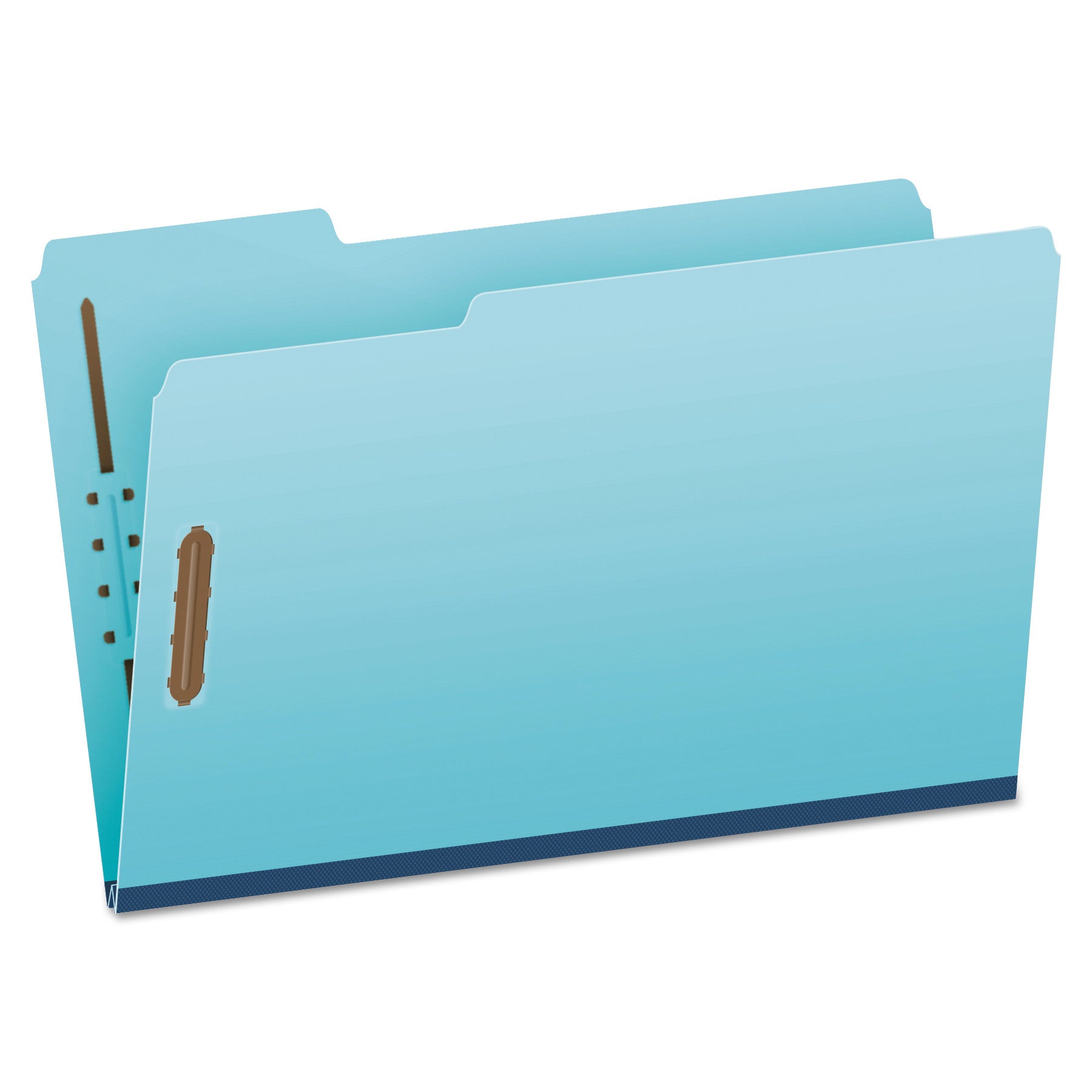 Heavy-Duty Pressboard Folders with Embossed Fasteners, 1/3-Cut Tabs, 1" Expansion, 2 Fasteners, Legal Size, Blue, 25/Box - 