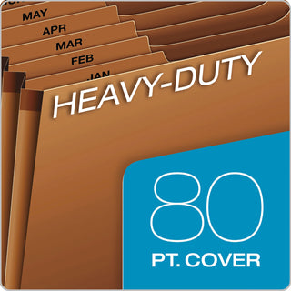 Heavy-Duty Open-Top Expanding Stadium File, 12 Sections, 1/3-Cut Tabs, Letter Size, Redrope