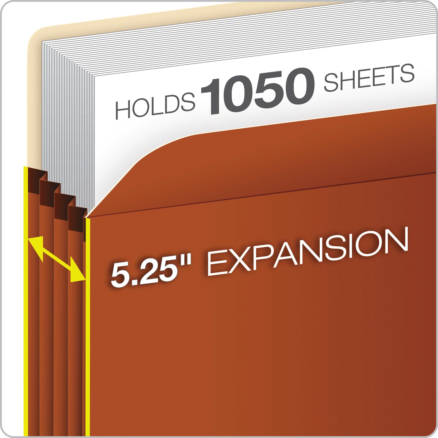 Pocket File, 5.25" Expansion, Letter Size, Red Fiber - 