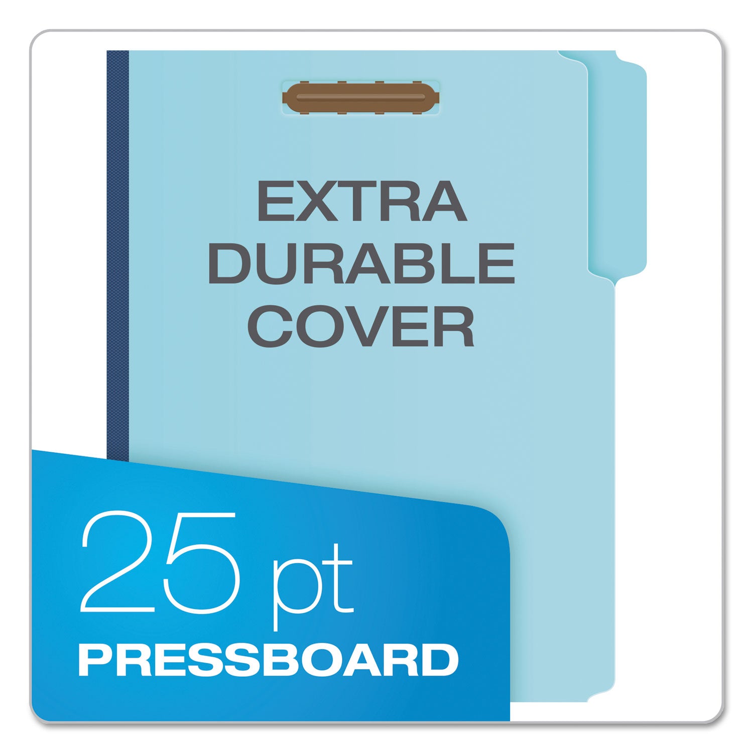 Earthwise by Pendaflex Heavy-Duty Pressboard Fastener Folders, 2" Expansion, 2 Fasteners, Letter Size, Light Blue, 25/Box - 