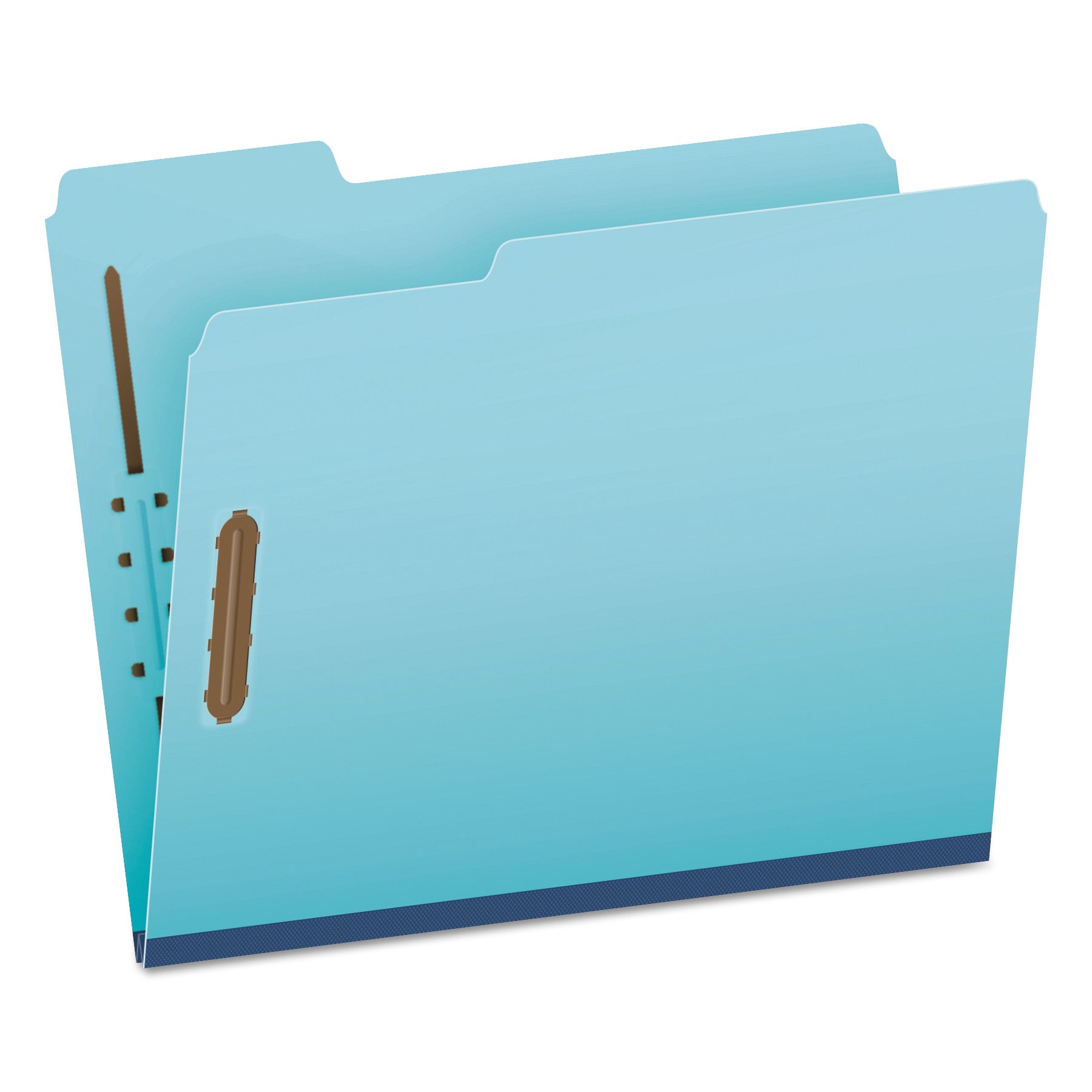 Earthwise by Pendaflex Heavy-Duty Pressboard Fastener Folders, 2" Expansion, 2 Fasteners, Letter Size, Light Blue, 25/Box - 