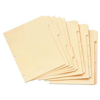 Write-On Tab Dividers, 5-Tab, 11 x 8.5, Manila, 20 Sets - 
