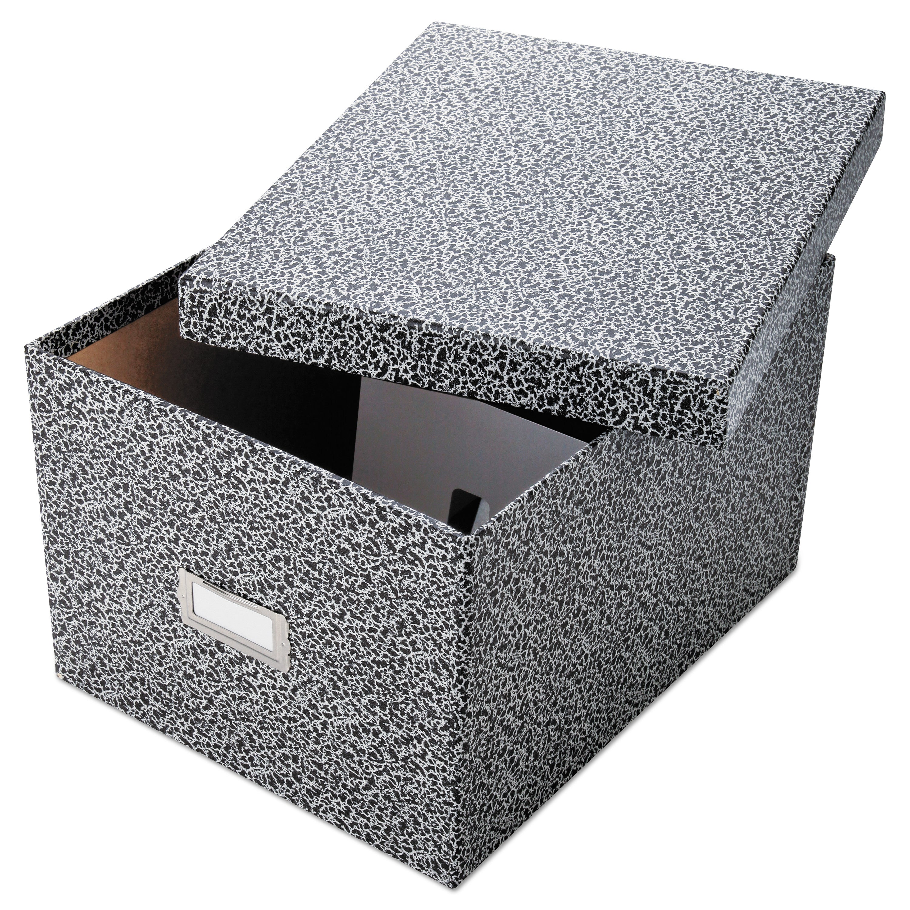 Reinforced Board Card File, Lift-Off Cover, Holds 1,200 6 x 9 Cards, 9 x 11 x 6.75, Black/White - 