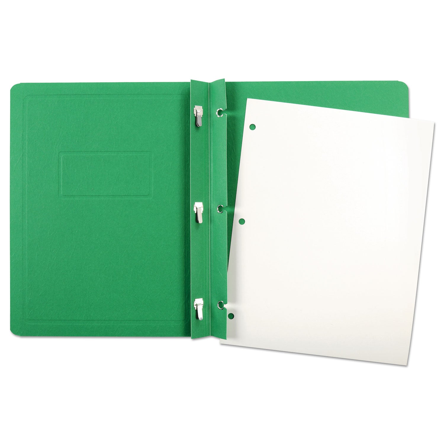 Title Panel and Border Front Report Cover, Three-Prong Fastener, 0.5" Capacity, 8.5 x 11, Light Green/Light Green, 25/Box - 