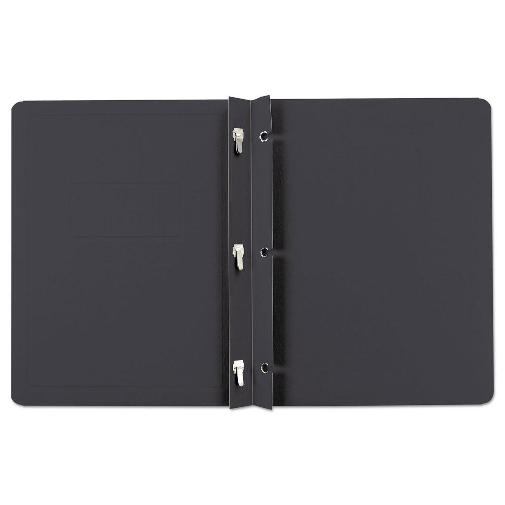 Title Panel and Border Front Report Cover, Three-Prong Fastener, 0.5" Capacity, 8.5 x 11, Black/Black, 25/Box