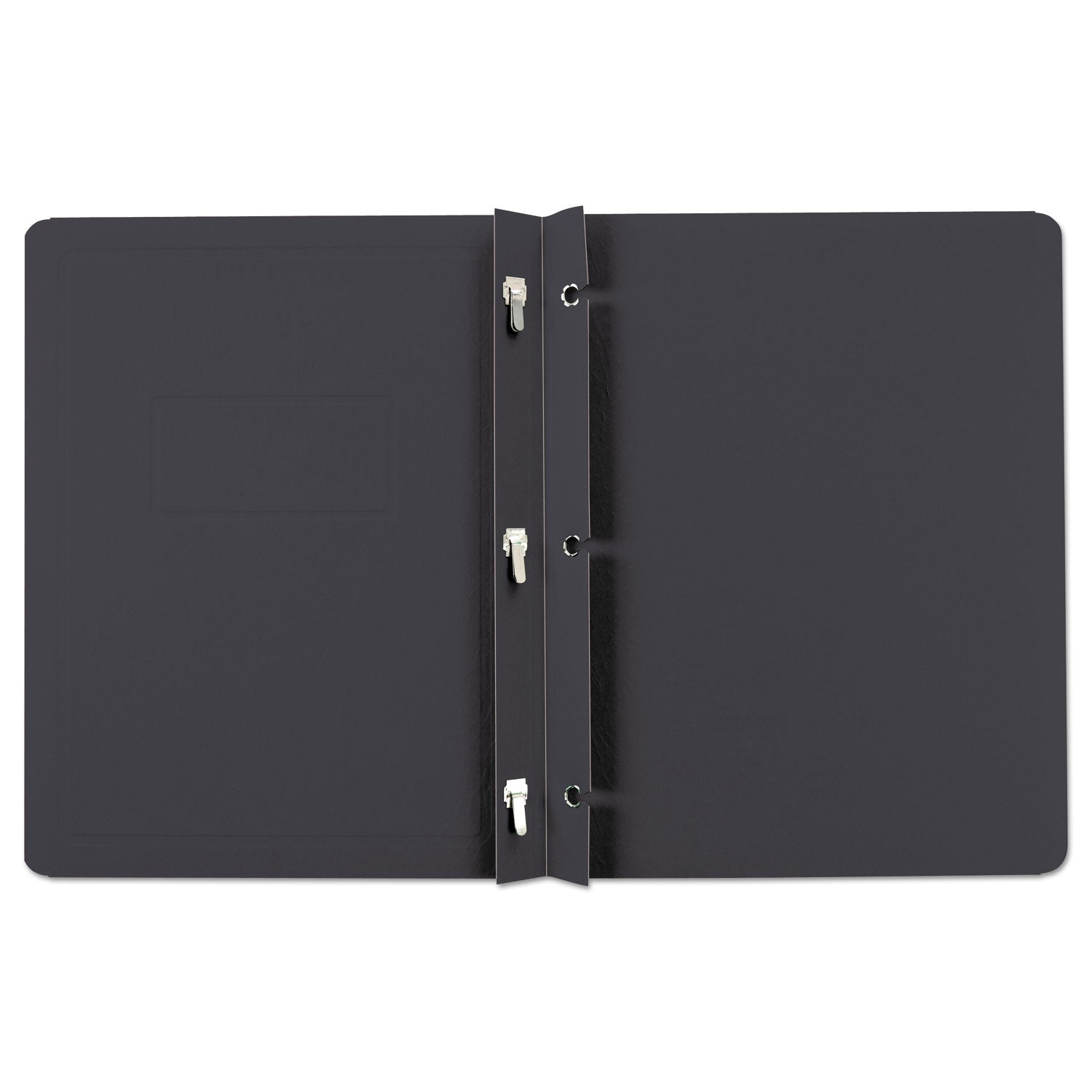Title Panel and Border Front Report Cover, Three-Prong Fastener, 0.5" Capacity, 8.5 x 11, Black/Black, 25/Box