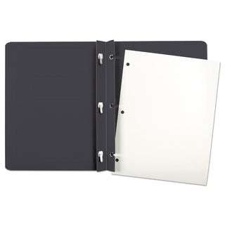 Title Panel and Border Front Report Cover, Three-Prong Fastener, 0.5" Capacity, 8.5 x 11, Black/Black, 25/Box