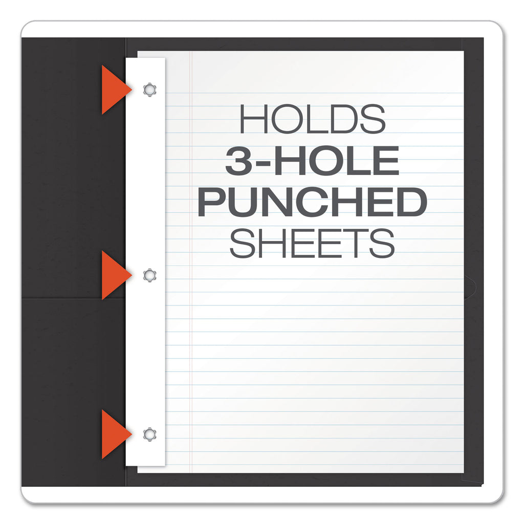 Twin-Pocket Folders with 3 Fasteners, 0.5" Capacity, 11 x 8.5, Black 25/Box - 