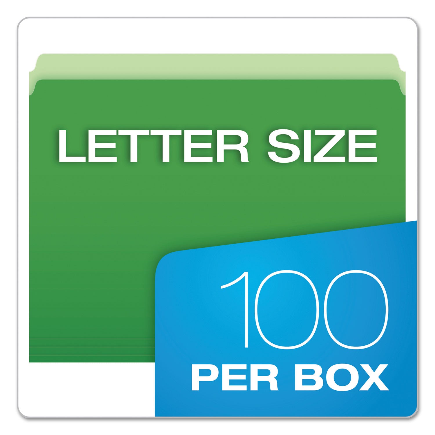 Colored File Folders, Straight Tabs, Letter Size, Green/Light Green, 100/Box - 