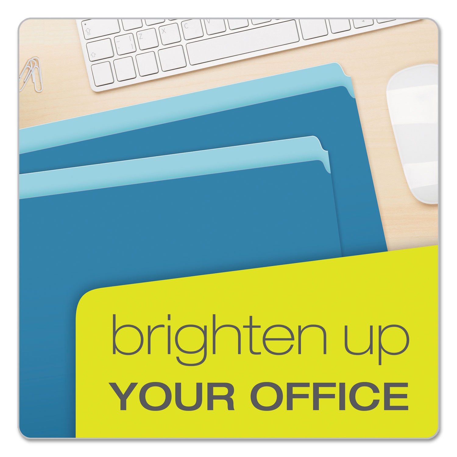 Colored File Folders, Straight Tabs, Letter Size, Blue/Light Blue, 100/Box - 