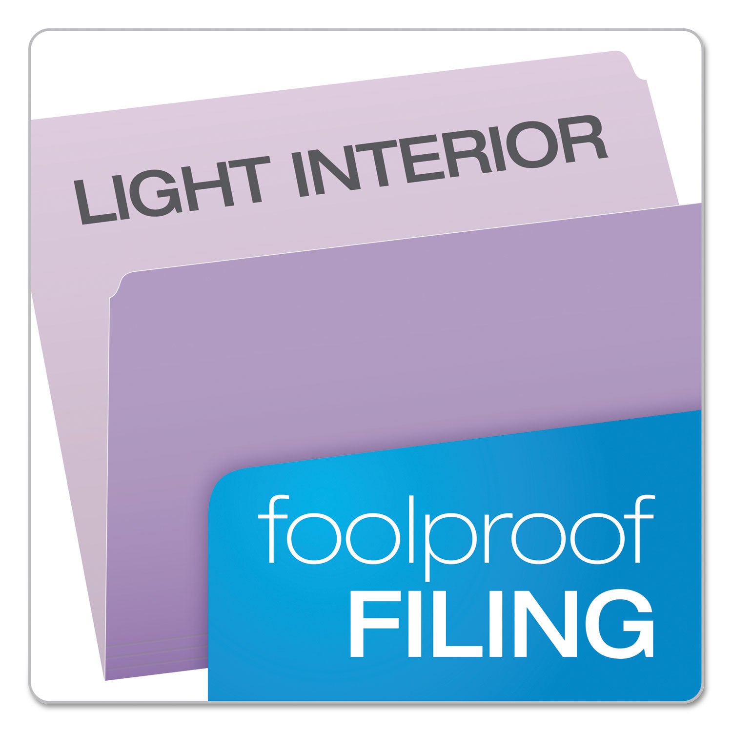 Colored File Folders, Straight Tabs, Letter Size, Lavender/Light Lavender, 100/Box - 