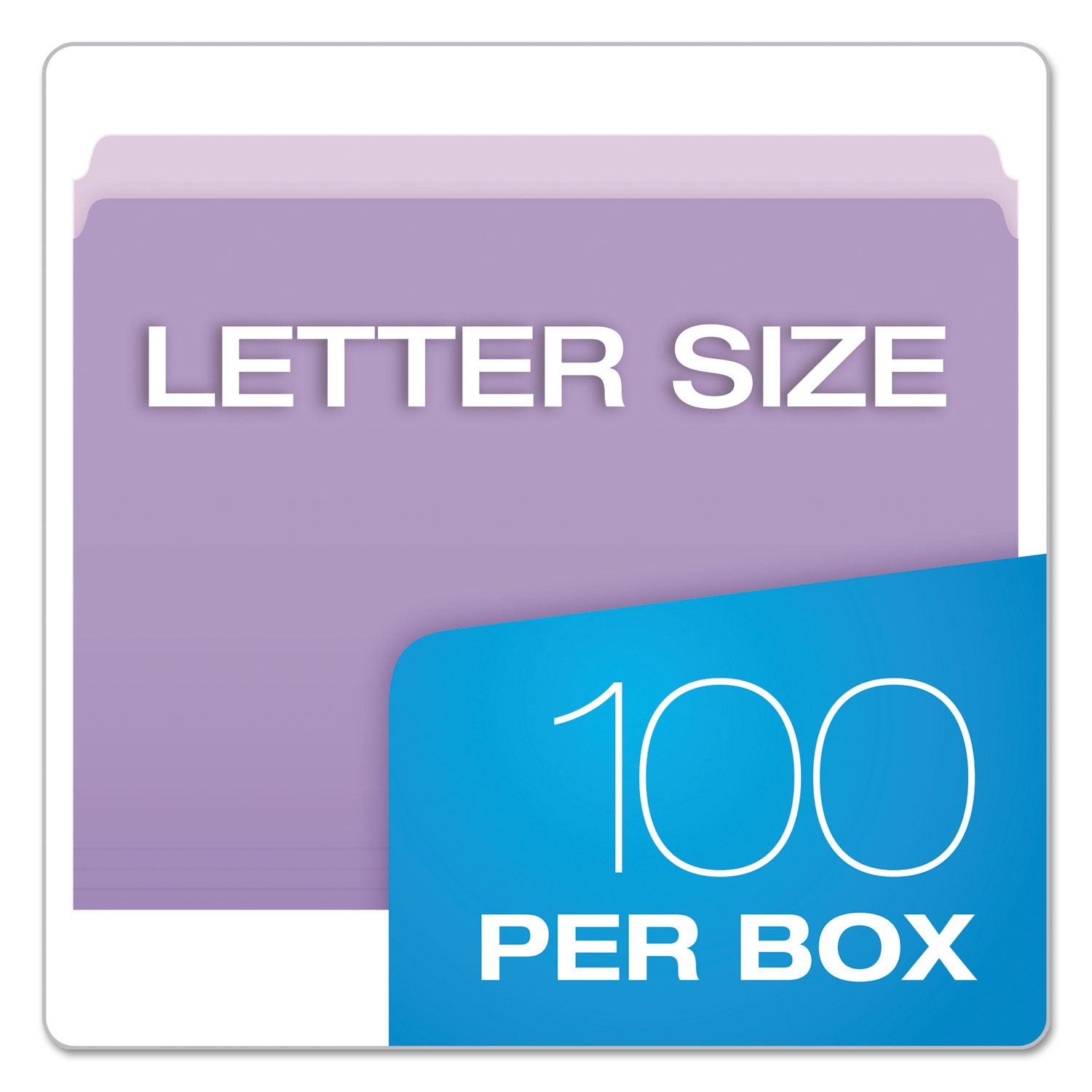 Colored File Folders, Straight Tabs, Letter Size, Lavender/Light Lavender, 100/Box - 