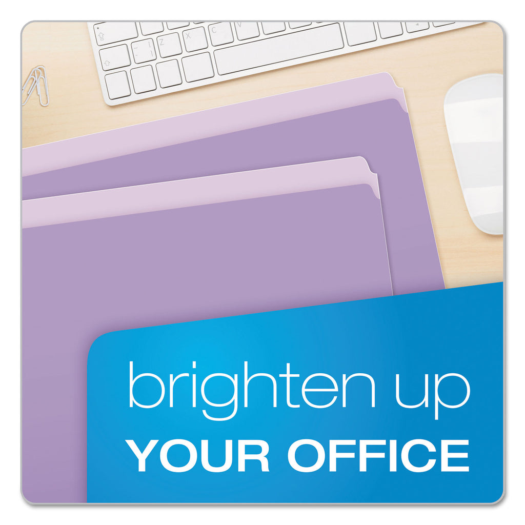 Colored File Folders, Straight Tabs, Letter Size, Lavender/Light Lavender, 100/Box