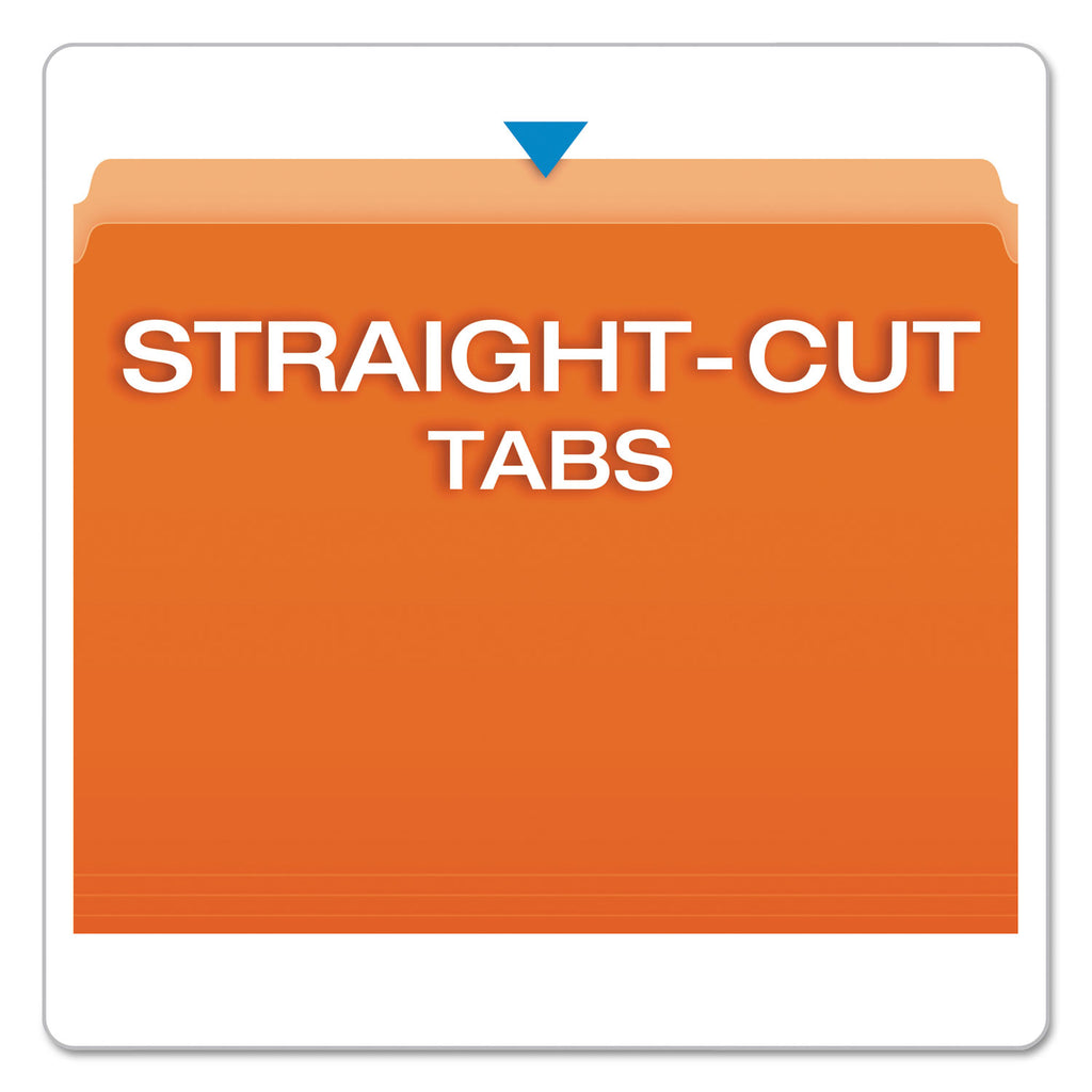 Colored File Folders, Straight Tabs, Letter Size, Orange/Light Orange, 100/Box