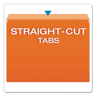 Colored File Folders, Straight Tabs, Letter Size, Orange/Light Orange, 100/Box