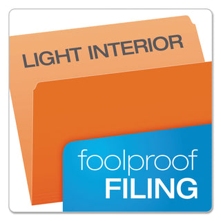 Colored File Folders, Straight Tabs, Letter Size, Orange/Light Orange, 100/Box