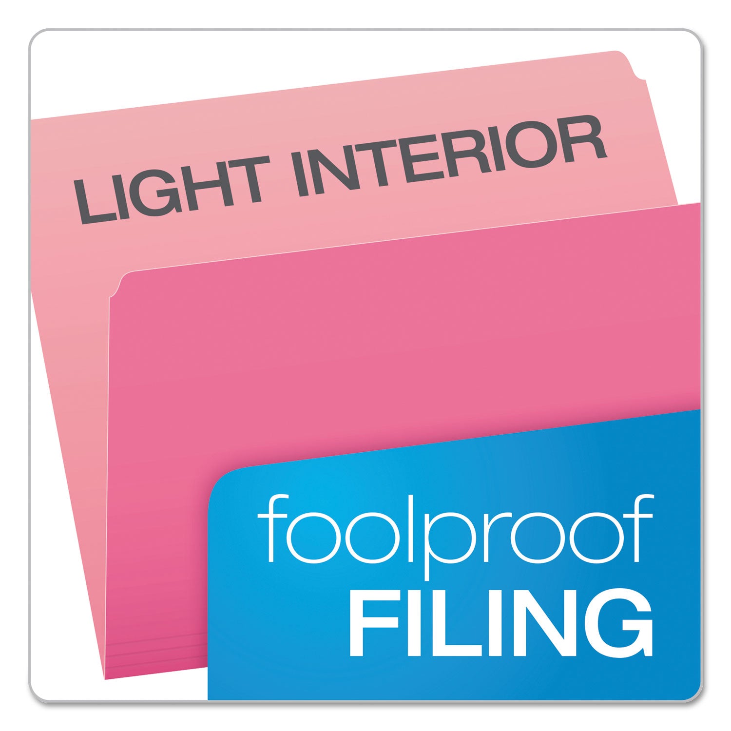 Colored File Folders, Straight Tabs, Letter Size, Pink/Light Pink, 100/Box - 