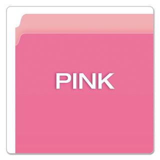 Colored File Folders, Straight Tabs, Letter Size, Pink/Light Pink, 100/Box