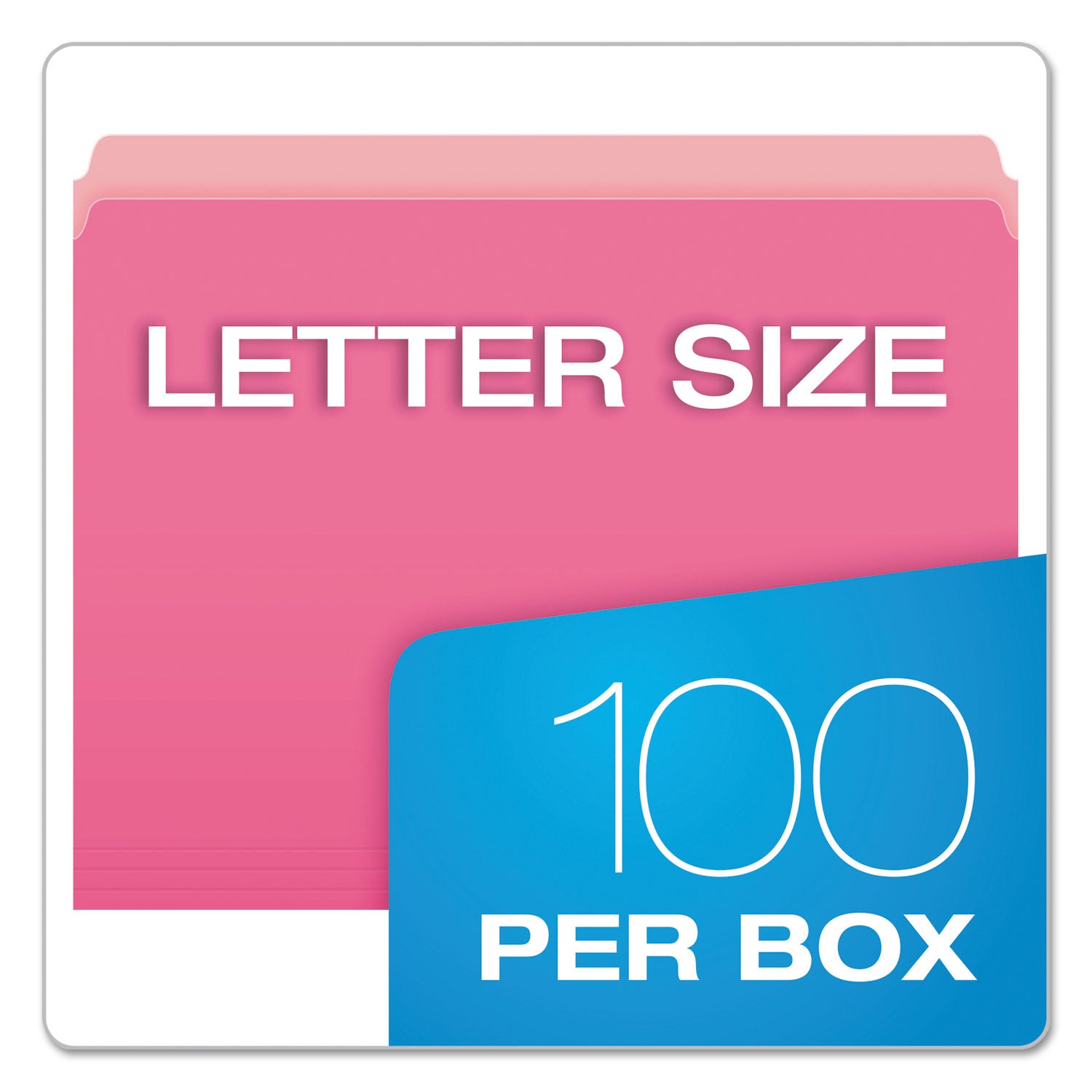 Colored File Folders, Straight Tabs, Letter Size, Pink/Light Pink, 100/Box - 