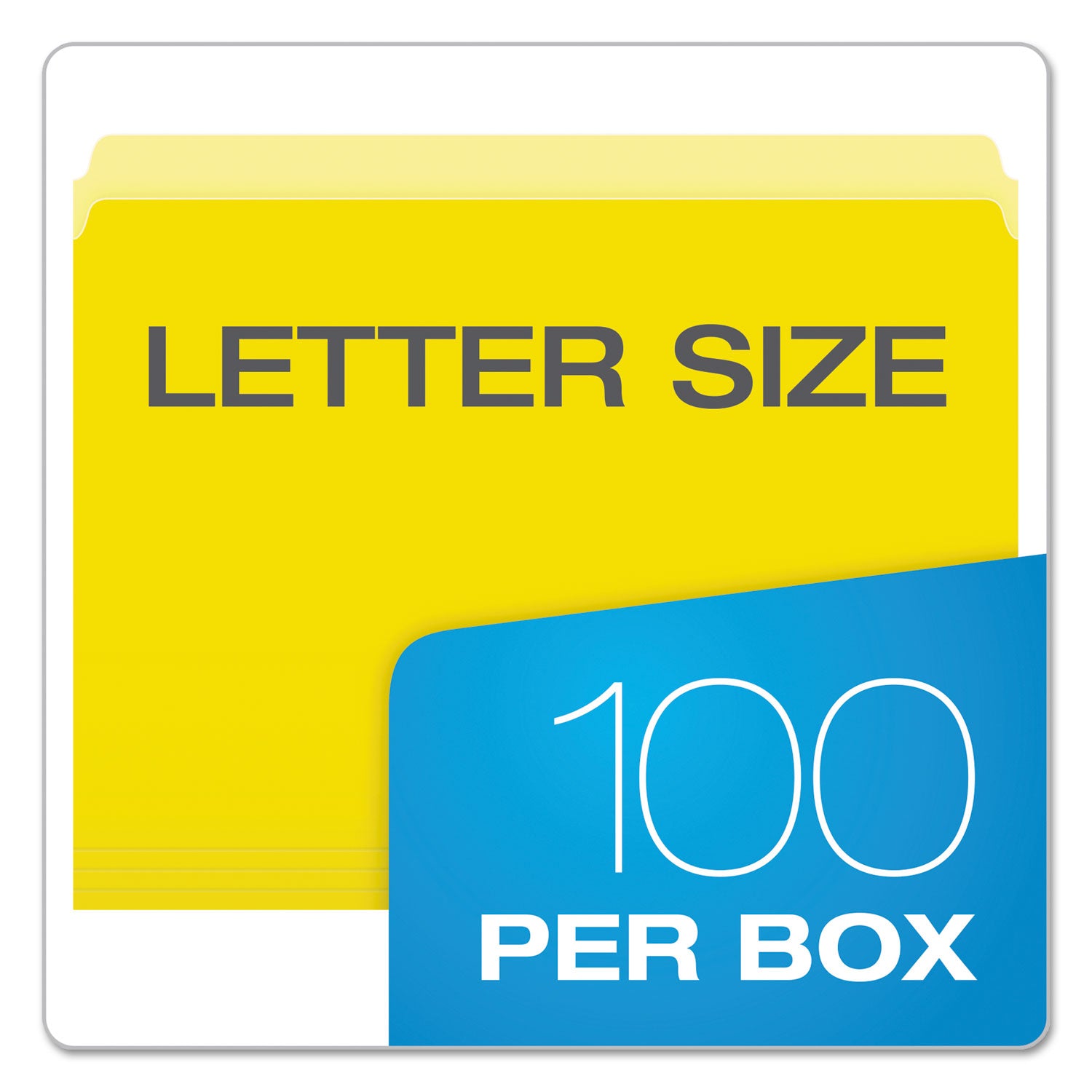 Colored File Folders, Straight Tabs, Letter Size, Yellow/Light Yellow, 100/Box - 