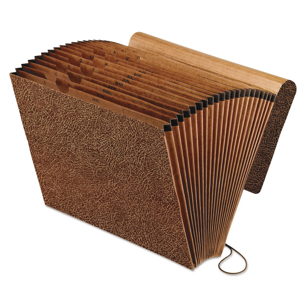 All Purpose Expanding File, 2" Expansion, 21 Sections, Elastic Cord Closure, 2/5-Cut Tabs, Letter Size, Red Fiber