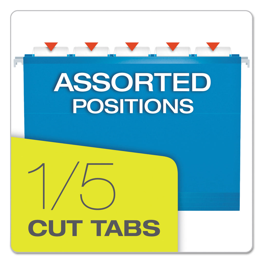 Extra Capacity Reinforced Hanging File Folders with Box Bottom, 2" Capacity, Letter Size, 1/5-Cut Tab, Assorted Colors,25/BX