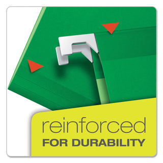 Extra Capacity Reinforced Hanging File Folders with Box Bottom, 2" Capacity, Letter Size, 1/5-Cut Tabs, Bright Green, 25/Box - 