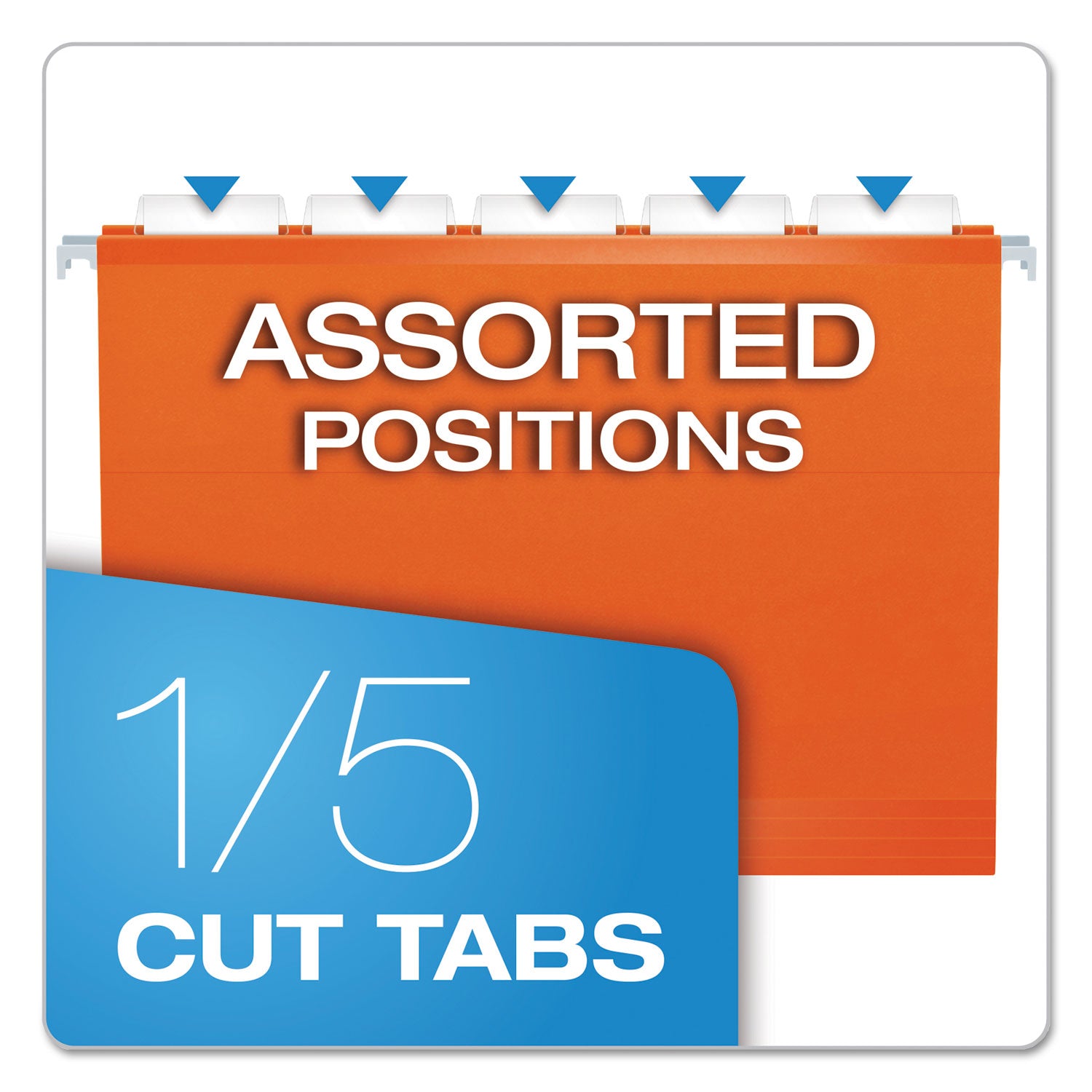 Colored Reinforced Hanging Folders, Letter Size, 1/5-Cut Tabs, Orange, 25/Box