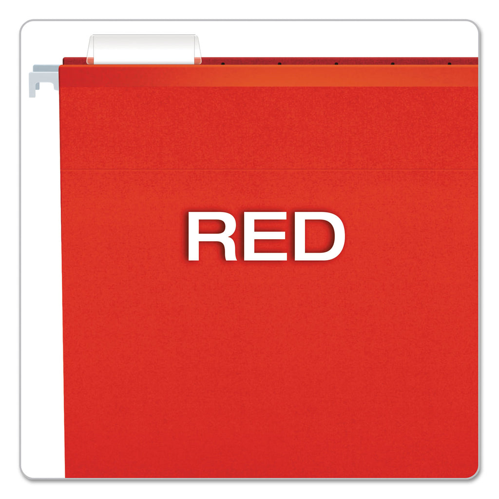 Colored Reinforced Hanging Folders, Legal Size, 1/5-Cut Tabs, Red, 25/Box - 