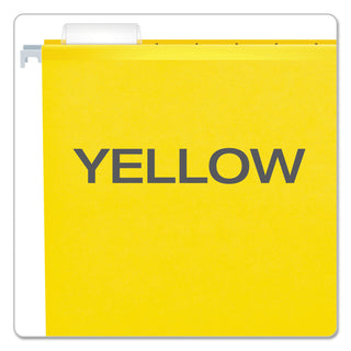 Extra Capacity Reinforced Hanging File Folders with Box Bottom, 2" Capacity, Legal Size, 1/5-Cut Tabs, Yellow, 25/Box - 