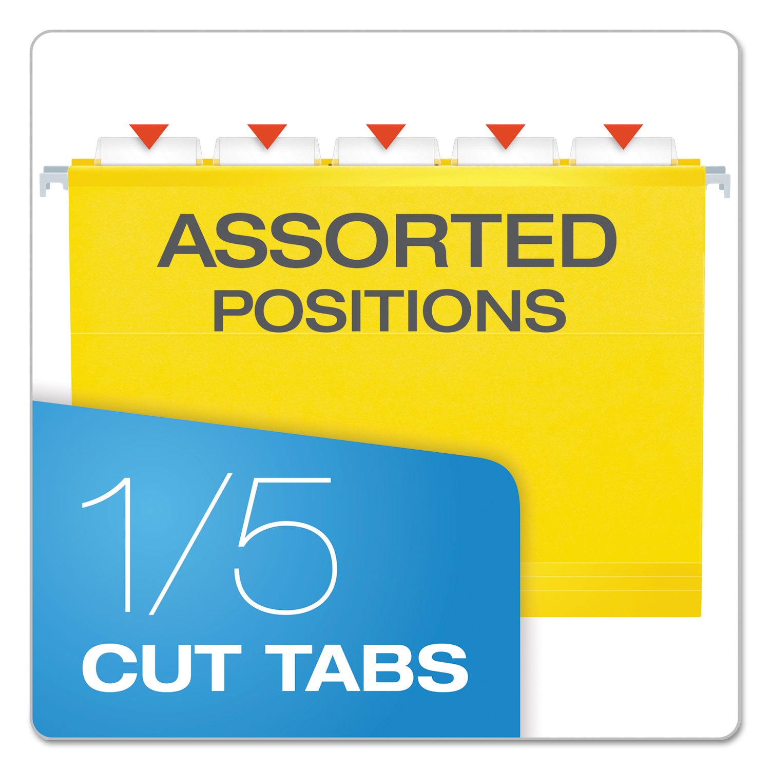 Extra Capacity Reinforced Hanging File Folders with Box Bottom, 2" Capacity, Letter Size, 1/5-Cut Tabs, Yellow, 25/Box - 