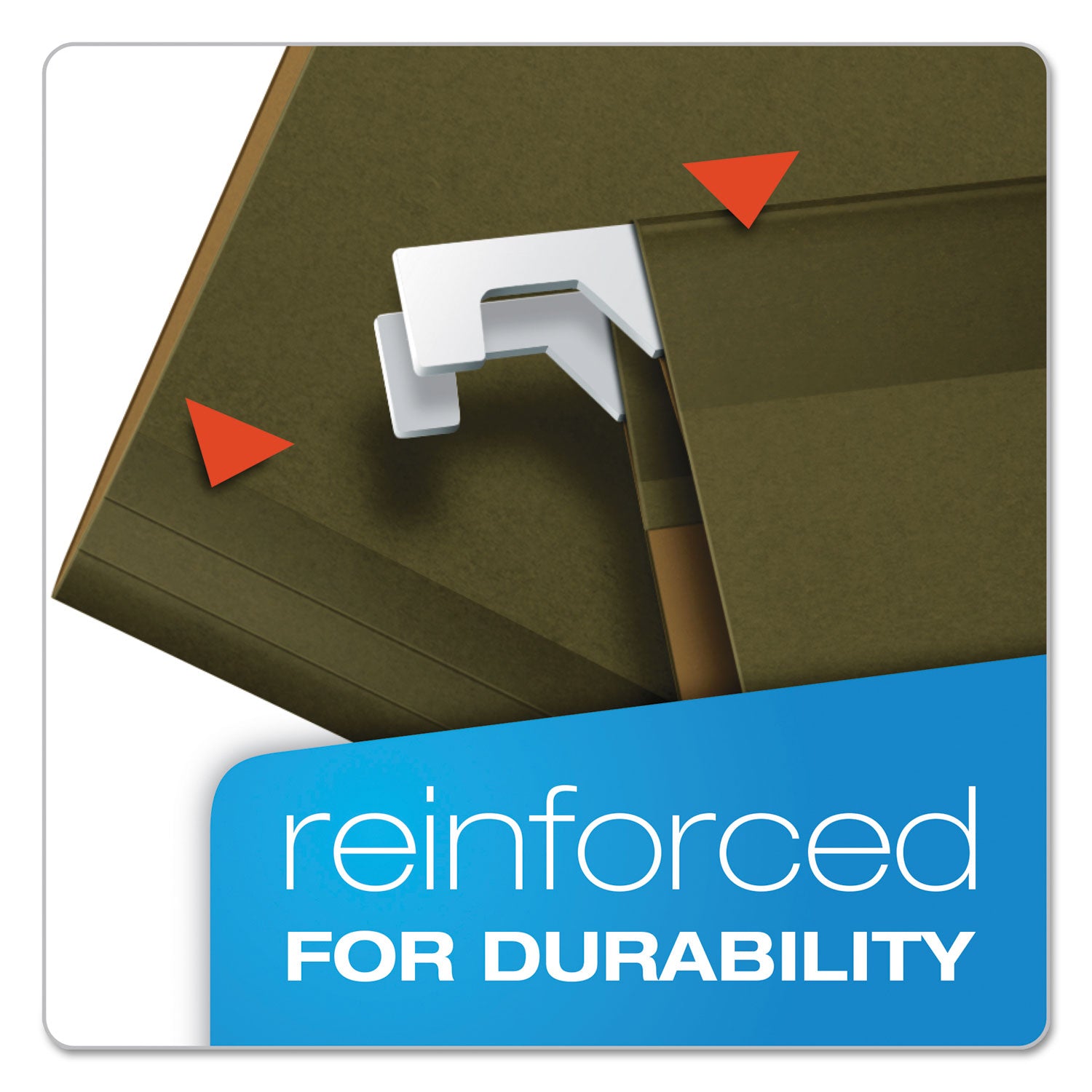 Extra Capacity Reinforced Hanging File Folders with Box Bottom, 3" Capacity, Letter Size, 1/5-Cut Tabs, Green, 25/Box - 