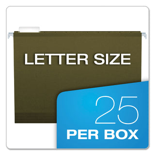 Reinforced Hanging File Folders with Printable Tab Inserts, Letter Size, 1/5-Cut Tabs, Standard Green, 25/Box - 