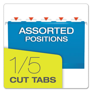 Extra Capacity Reinforced Hanging File Folders with Box Bottom, 2" Capacity, Legal Size, 1/5-Cut Tabs, Blue, 25/Box