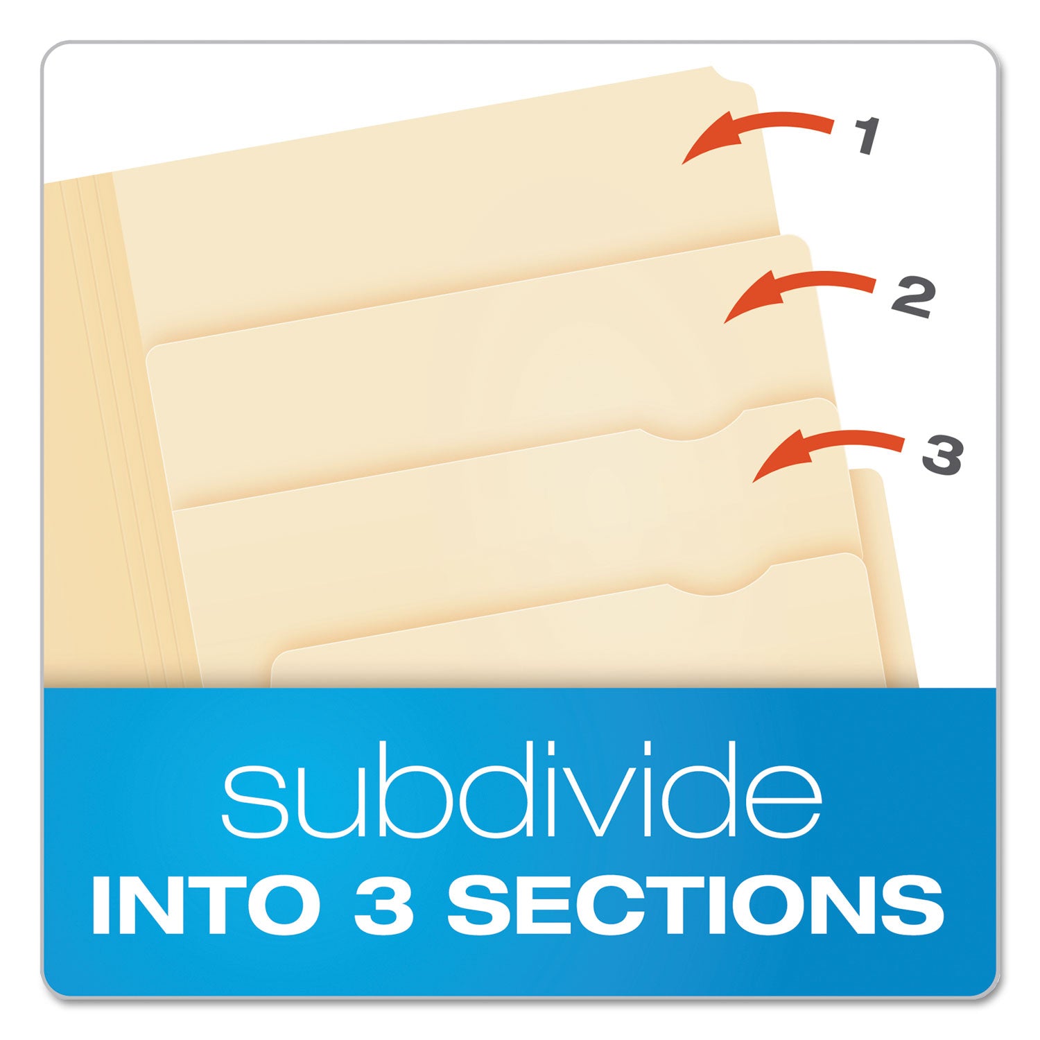 Divide It Up File Folder, 1/2-Cut Tabs: Assorted, Letter Size, 0.75" Expansion, Manila, 24/Pack - 