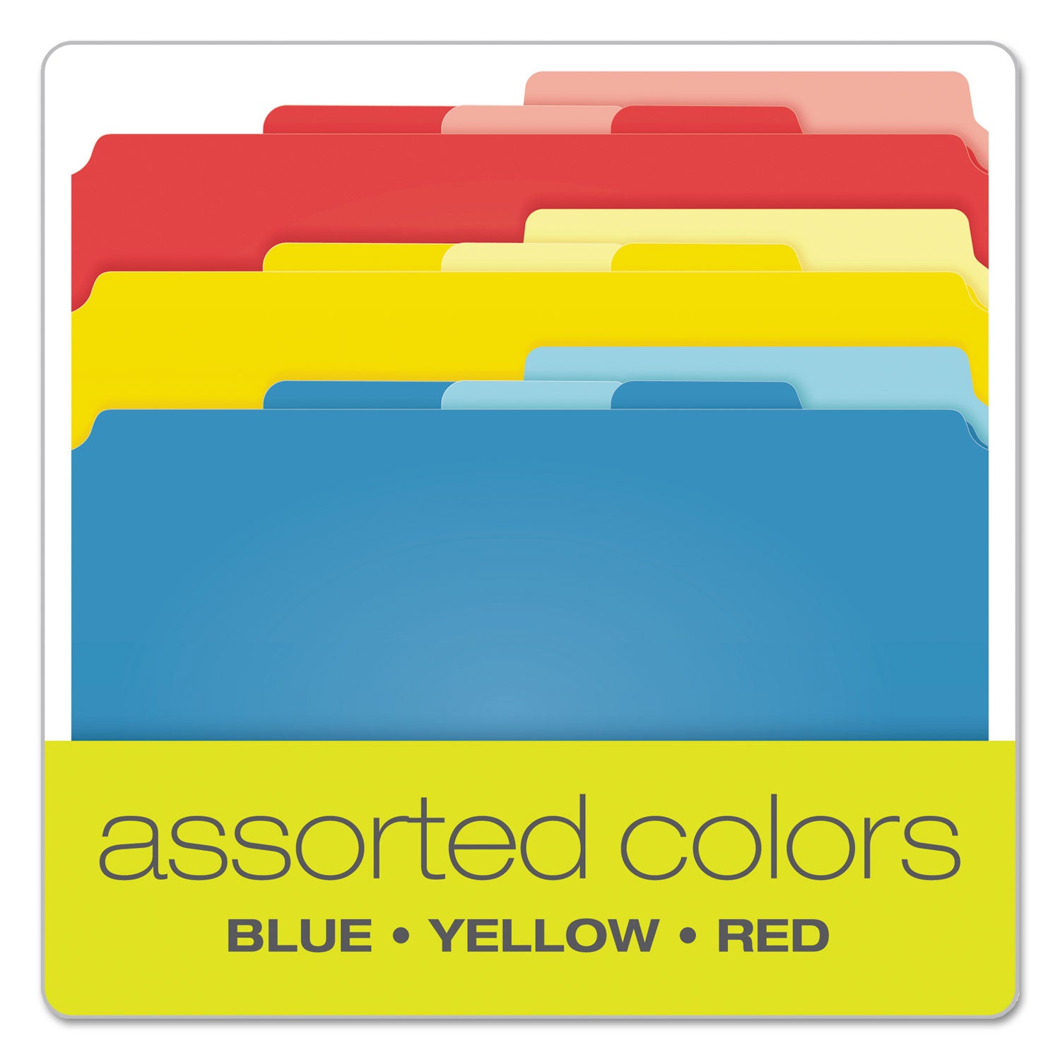 Divide It Up File Folder, 1/2-Cut Tabs: Assorted, Letter Size, 0.75" Expansion, Assorted Colors, 12/Pack