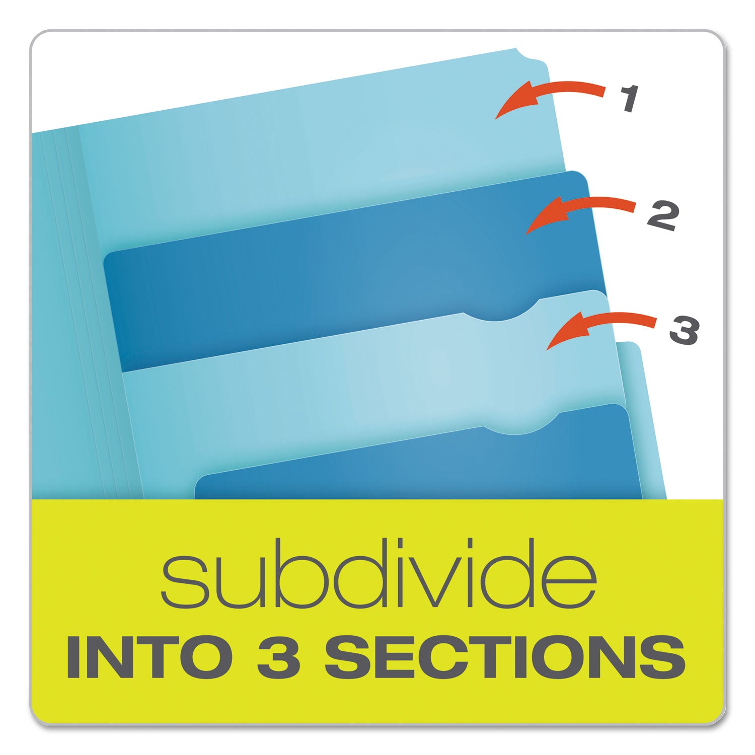 Divide It Up File Folder, 1/2-Cut Tabs: Assorted, Letter Size, 0.75" Expansion, Assorted Colors, 12/Pack - 