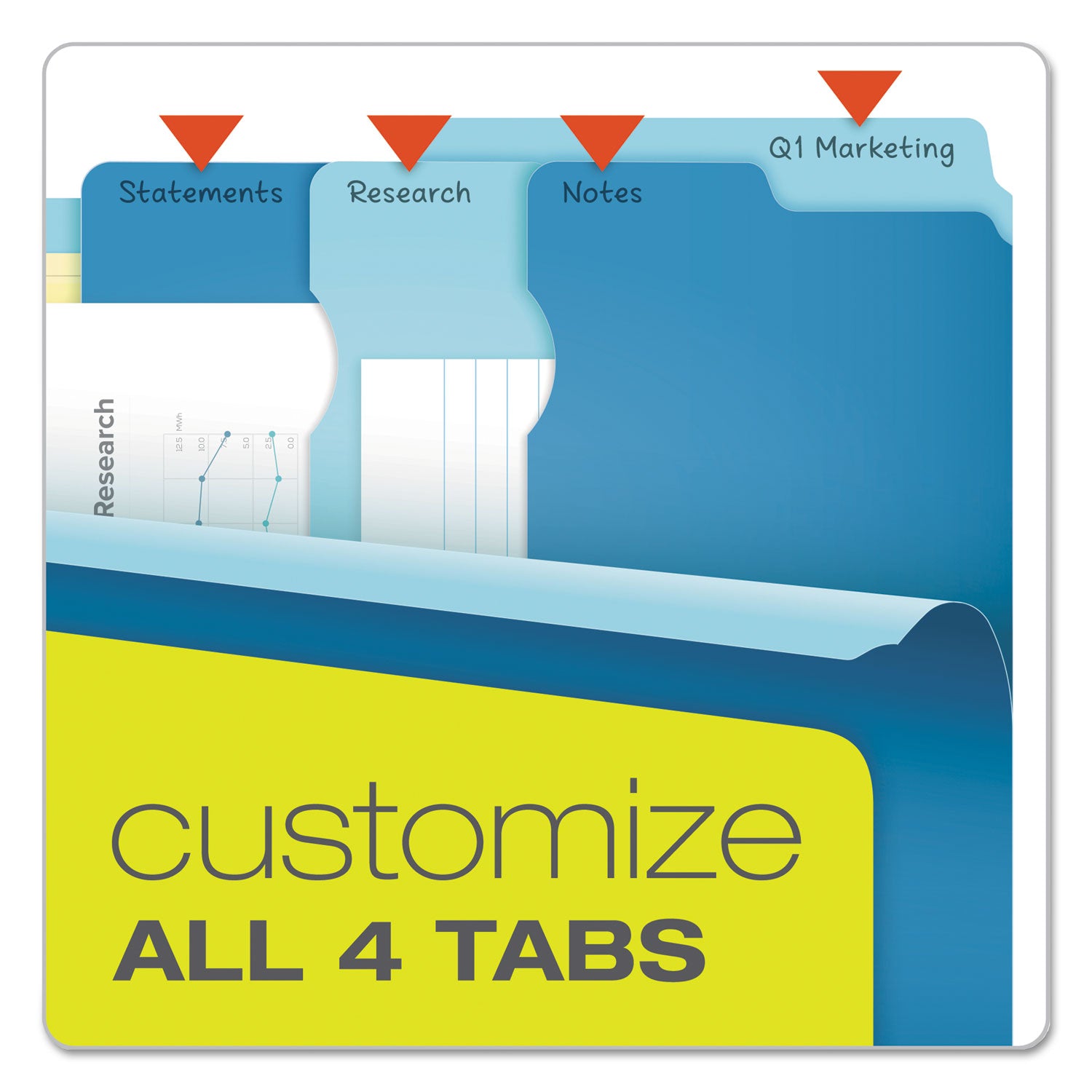 Divide It Up File Folder, 1/2-Cut Tabs: Assorted, Letter Size, 0.75" Expansion, Assorted Colors, 12/Pack