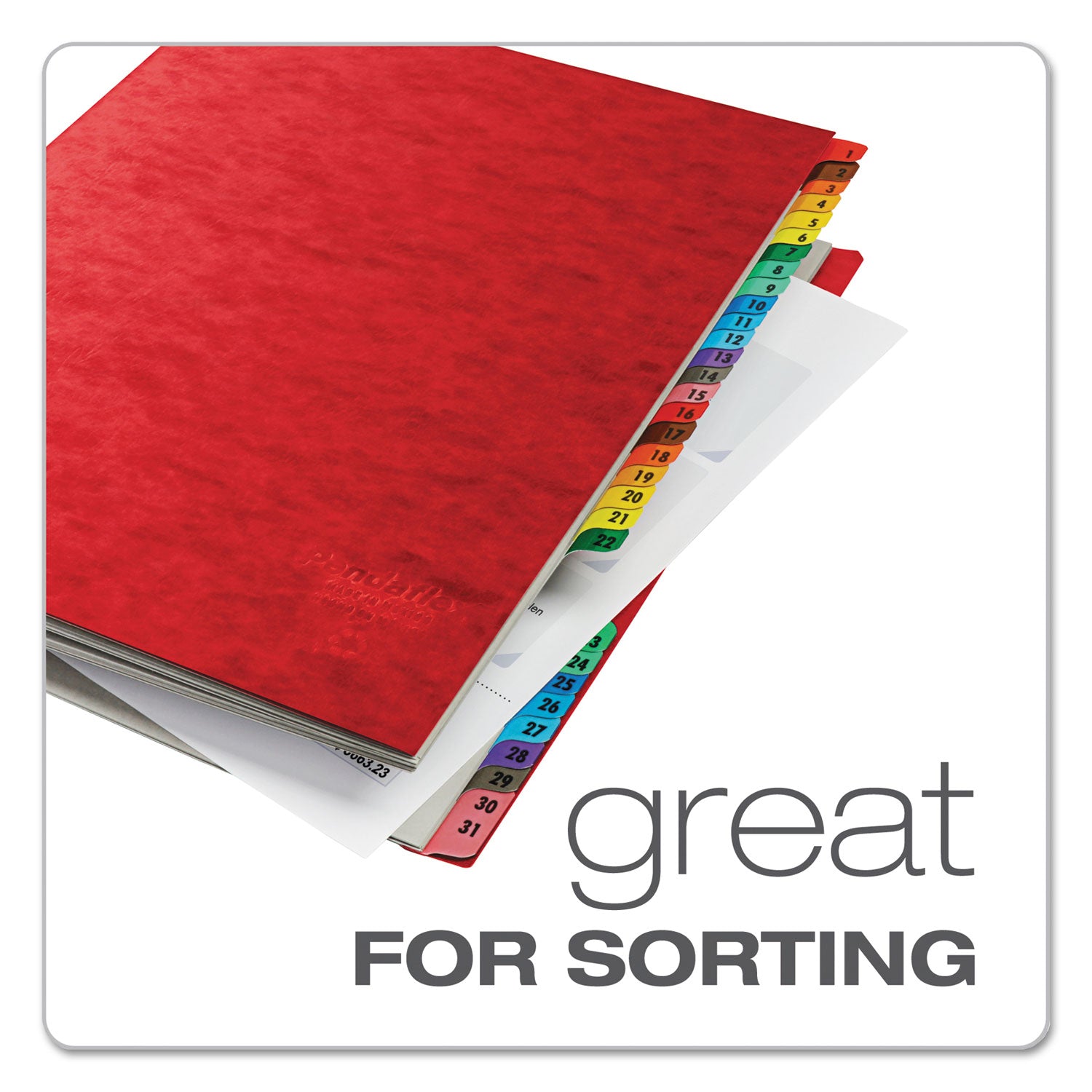 Expanding Desk File, 31 Dividers, Date Index, Letter Size, Red Cover - 